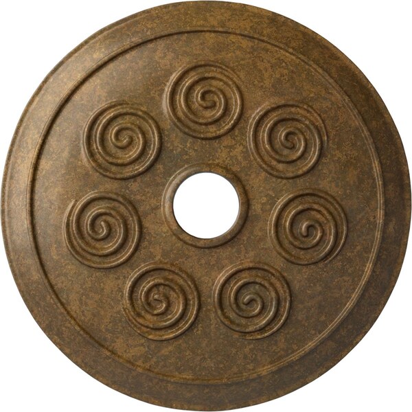 Ekena Millwork Spiral Ceiling Medallion (Fits Canopies up to 4"), Hnd-Painted Rubbed Bronze, 25 1/4"OD x 4"ID x 2"P CM25SPRZS - main